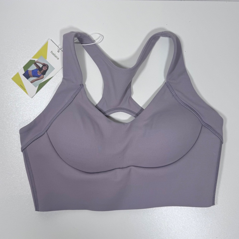 NWT Halara SpeedWave Sports Bra Push Up Racerback Lavander L Running Gym Workout